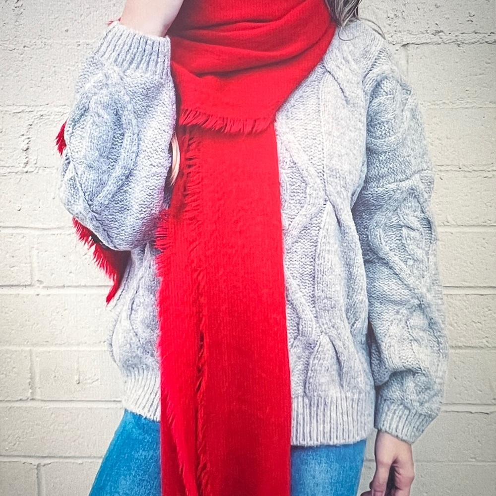 Cozy Oblong Red Scarf